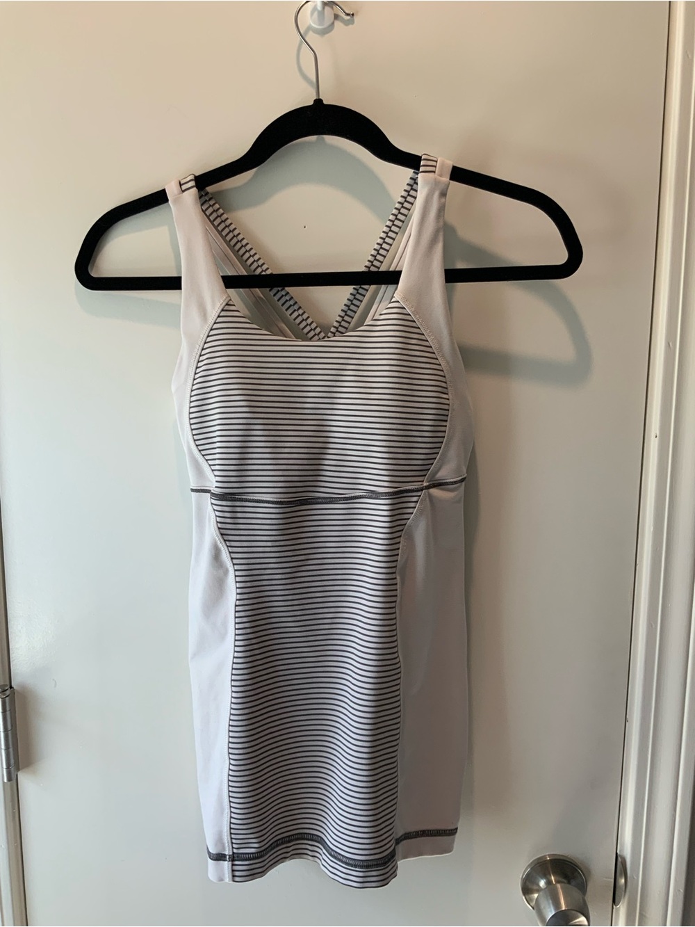 Lululemon striped White & Black Athletic Tank.